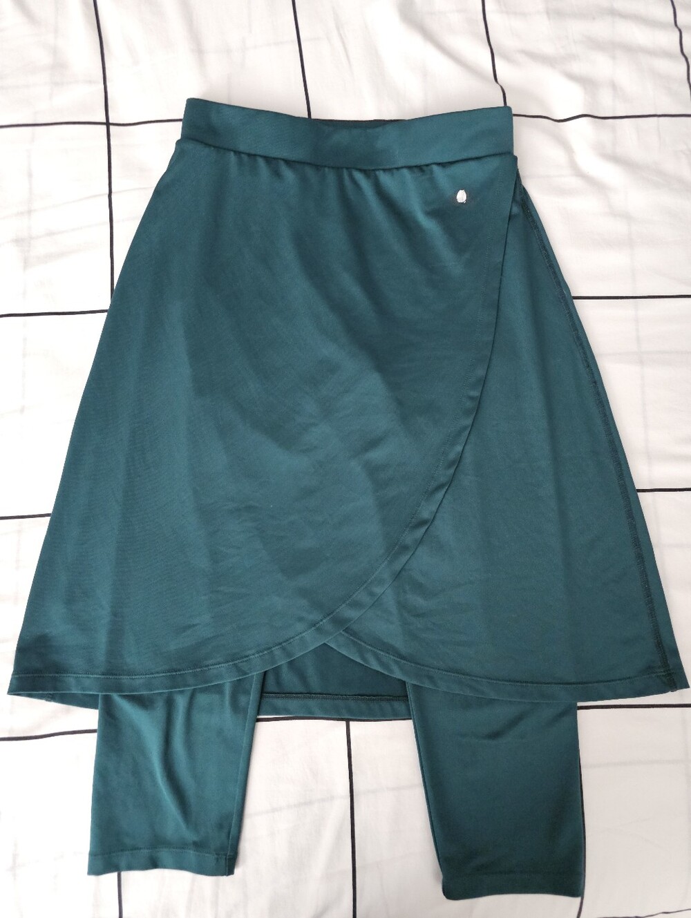 Teal Wrap-Front Skirt with Attached Leggings